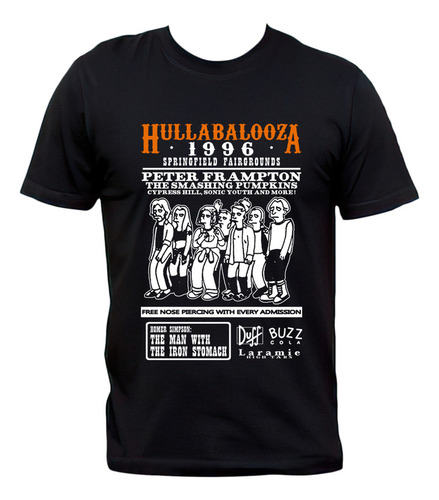 Remera Los Simpsons Hullabalooza Parodia Lollapalooza