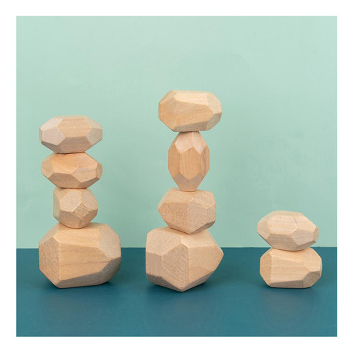 A Juego Bloques Blanace Madera Juego 10 Piezas Madera