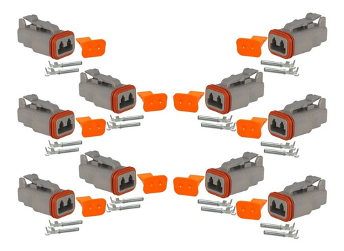 Kit 10 Pçs Conector Deutsch Dt06-2s Com Trava E Terminais