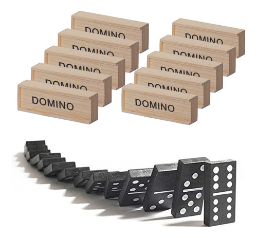 10 Piezas Juego De Domino Clasico De Madera Mayoreo Economic