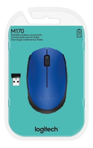 Mouse Inalámbrico Logitech  M170 Azul Y Negro