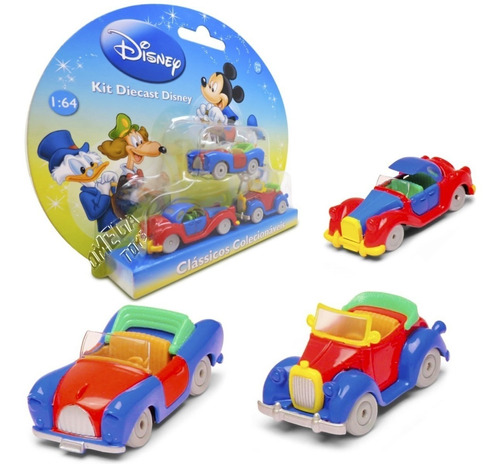 Kit 03 Carinhos Diecast Disney - Classicos 