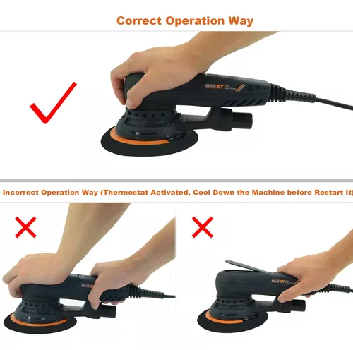 MAXXT Lijadora orbital aleatoria eléctrica de 0.098 in sin escobillas 350 W  3A Multifunción Velocidad Variable Máquina de lijadoras orbitales  eléctricas con cable con 10 papel de lija para carpintería : Herramientas y  Mejoras del Hogar 