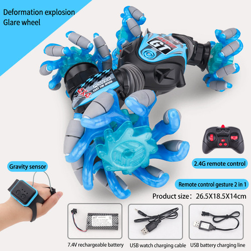 New 2.4g R/c Transformer Multi-functional Christmas Toy Car Color Azul