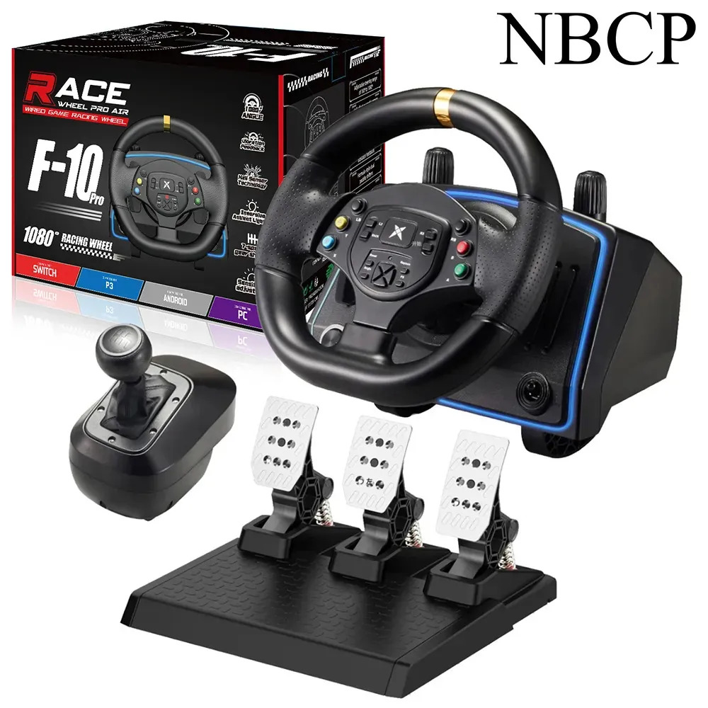 Volante Gaming NBCP con Rotación de 1080°, Palanca de Cambios en H y Pedales de Efecto Hall para PC, PS4, PS3, Xbox y Switch