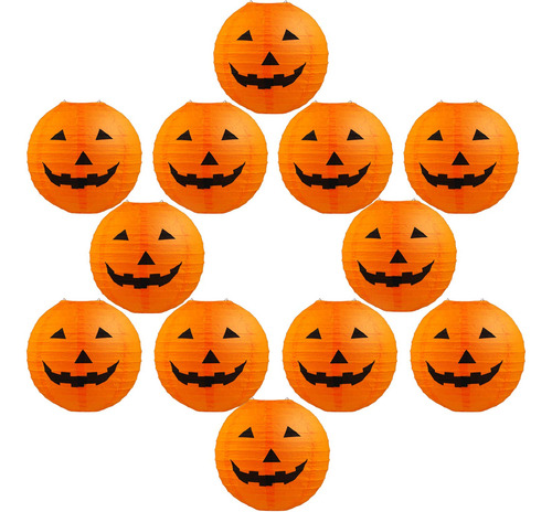 12 Piezas Linterera De Papel Colgante De Calabaza Halloween