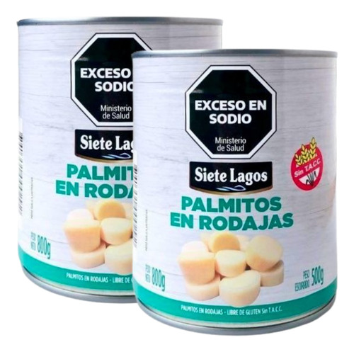 Palmitos En Rodajas Siete Lagos 800 Gr. Pack X2