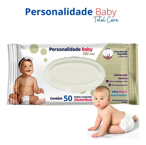Toalhinha Umedecida Personalidade Baby Total Care Pacote Com 50 Toalhas
