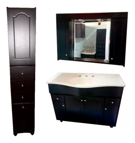 Juego Baño Mueble Vanitory 100 Cm Peinador Botiquin Tolva W