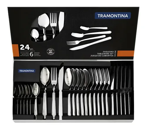 Jogo Talheres Búzios Aço Inox 24 Peças Tramontina