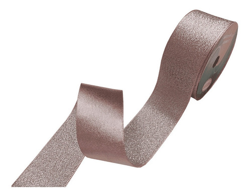 Fita De Cetim Lurex 38mm Sinimbu Nº9 | 10 Metros Cor Rosa Brilho Prata Liso