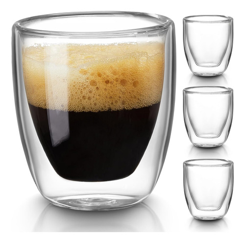 Juego De 4 Tazas De Espresso De Doble Pared (50% Mas Grue...