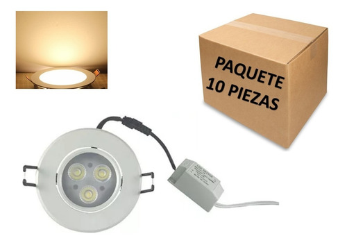 Empotrado Plafon Led 3w Spot Luz Calida Paquete 10 Pzas