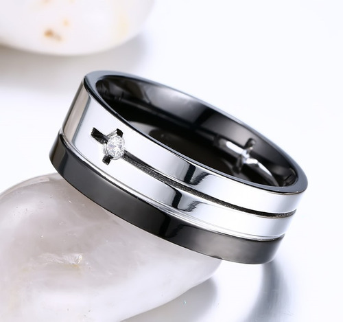 Anillo Elegante De Acero Para Bodas- Compromisos.