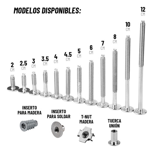 Tornillo Conector Union Niquelado Muebles 10cm X 1/4 10 Piezas