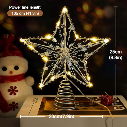 Decoracion Estrella Para Pino Navideño Con 15 Luces Led