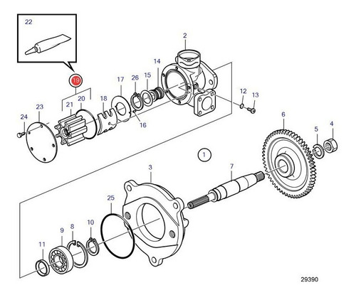 21730348 Rotor Bomba Sucção Água Salgada Volvo Penta D9 D11