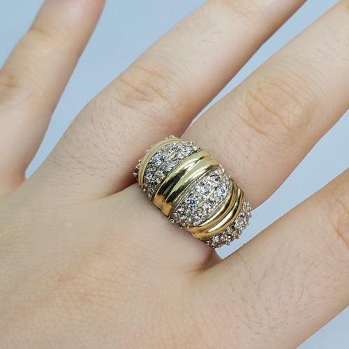 Imagen 5 de 9 de Anillo Plata Y Oro Con Cubic