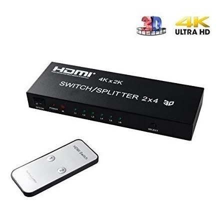 Splitter/switch Hdmi 2x4 Full Hd 4k 3d Extrator De Audio 