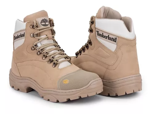 Bota Masculina Caterpillar Com Bico PVC Couro Cor Nude palmilha a