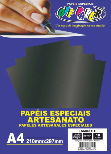 Papel Lamicote A4 250g/m² 10 Folhas Off Paper Preto