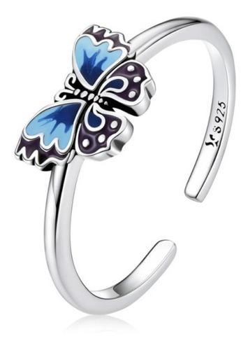 Anillo Ajustable Para Mujer Mariposa Butterfly En Plata 925