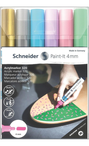 Schneider Paint-it 320 Marcadores Acrílicos, 4 Mm, Cartulina