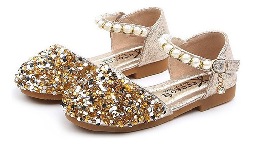 Zapatos De Princesa De Niña Con Lentejuelas Y Perlas