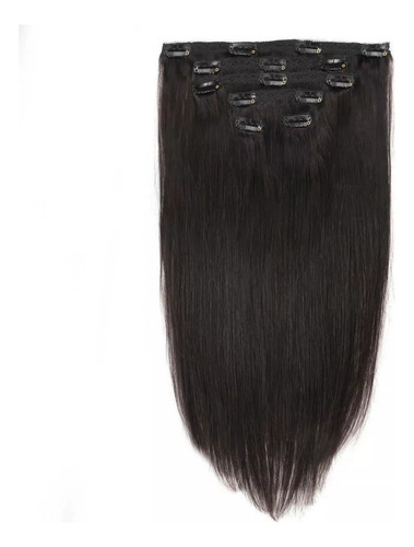 Clip Tic Tac Em Cabelo Natural Humano Preto 40cm 70g 6 Peças