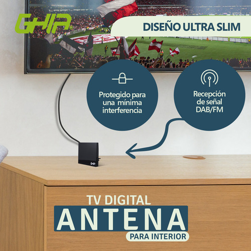 Antena Tv Ghia Gant-001 Interna 1.5m Color Negro