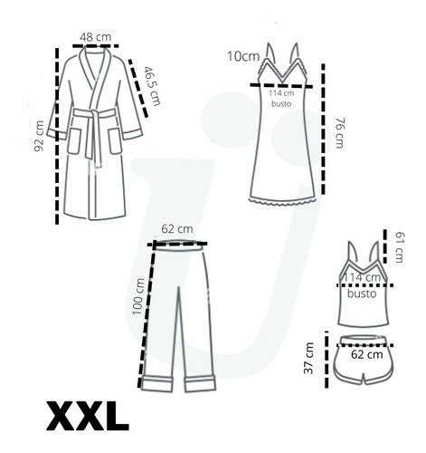 Pijama Satén 8 En 1 Pzs Conjunto Bata, Short, Pantalòn Azul