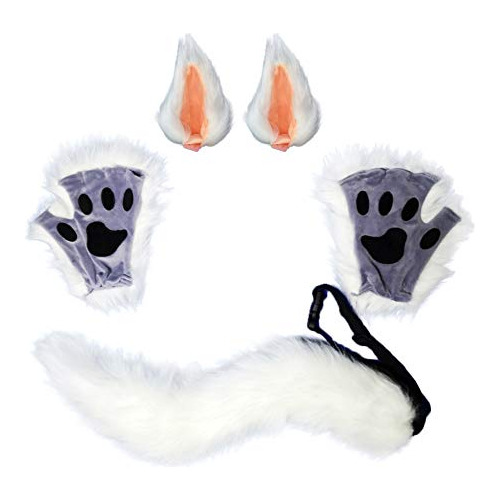 Disfraz Mujer - Haoan Wolf Fox Tail Clip De Orejas Y Guantes