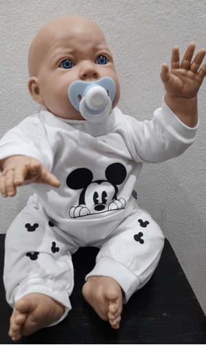 Bebes Reales Gordo 50 Cm Con Ropa Mickey Y Chupete 