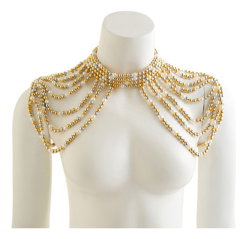 (a) Collar Lujoso Con Cadena De Cuello De Perlas Y Borlas Vi