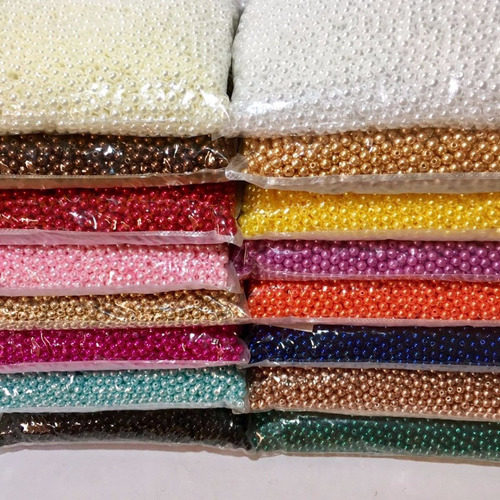 Perolas Abs 6mm C/ Furo 1500 Unid Diversas Cores Atacado