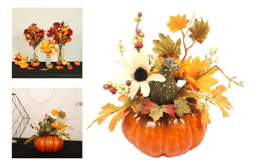 Calabaza Artificial Con Adorno De Flores Accesorios De