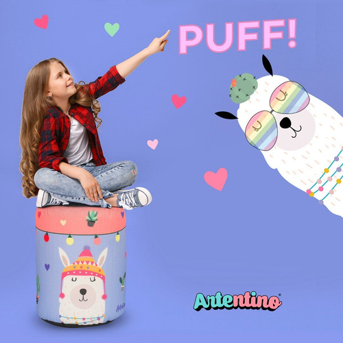 Imagen 6 de 7 de Puff Almohadon Banco Mujer Joven Regalo Infantil Nena Llama