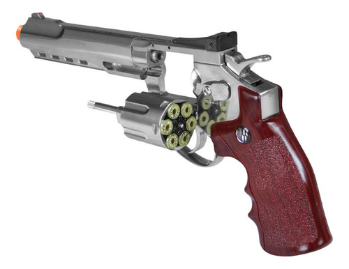 Revólver Co2 Cromado W702s 4.5mm 6 Tiros + Capa + Balas Aço