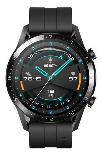 Imagen 1 de 3 de Huawei Watch GT 2 Sport 1.39" caja 46mm de metal y plástico black stainless steel, malla matte black de fluoroelastómero LTN-B19