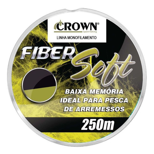 Linha Crown Fiber Soft Monofilam. Amarelo 0,28mm 16lbs 250m