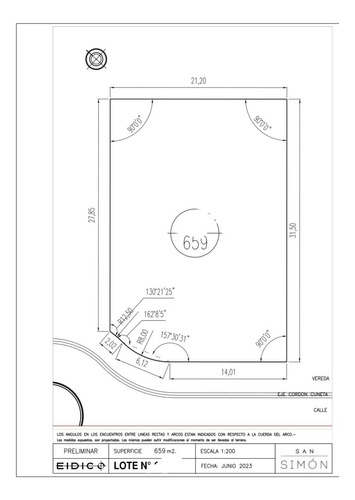 Venta Lote Barrio San Simon Lote Interno Norte