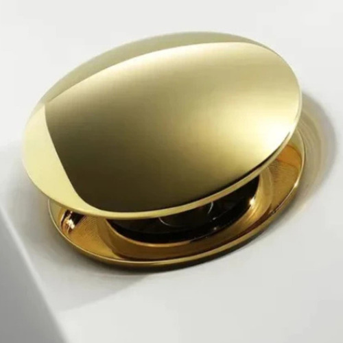 Valvula Click Inteligente Ralo Banheiro Pia Cuba Lavatorio Acabamento Brilhante Cor Dourado