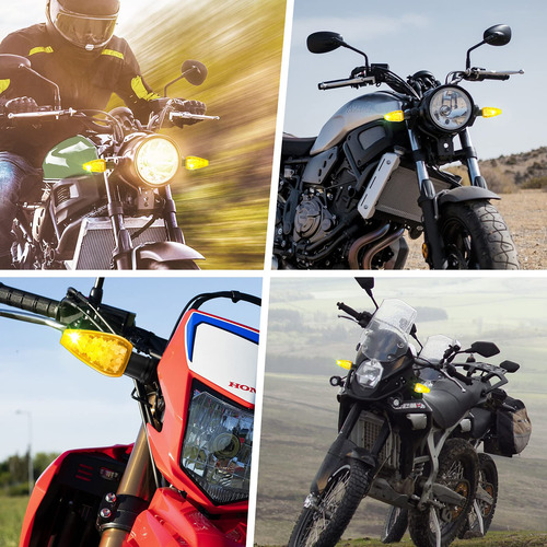 Luces Intermitentes Led Para Motocicleta, 4 Unidades Ámbar