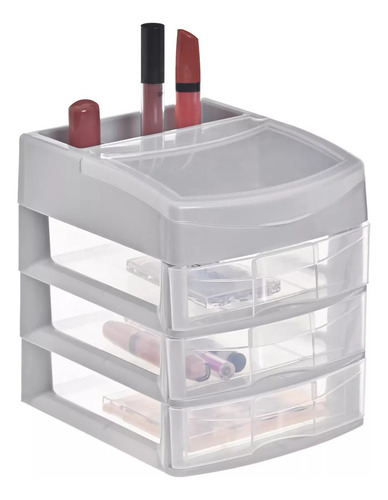 Mini Organizador Multiusos De Plastico Resistente 3 Niveles Color Gris