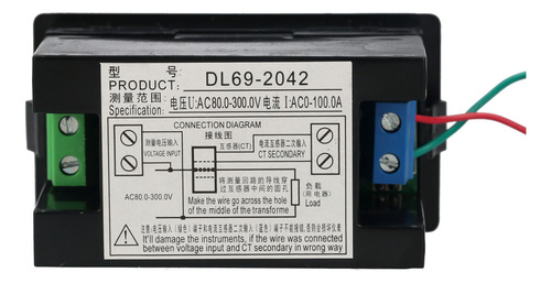 Voltímetro Digital Ac 80-300 V 100 A Con Pantalla De Corrien
