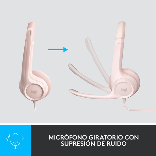 Imagen 3 de 10 de Diadema Usb Logitech H390, Mic Sin Ruido Y Controles, Rosado