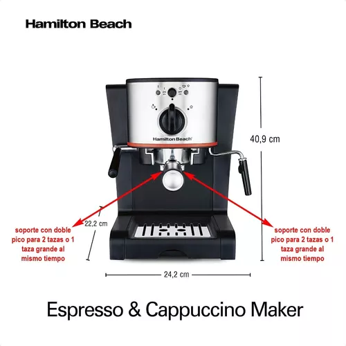 Cafetera Hamilton Beach Para Expreso y Capuchino Negra