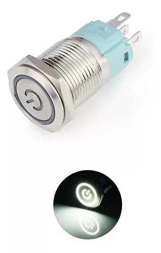 Boton Pulsador De Metal Con Retencion 16mm Led 12v Colores