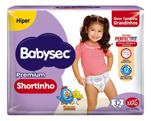 Fralda babysec premium shortinho hiper XXXG 32und