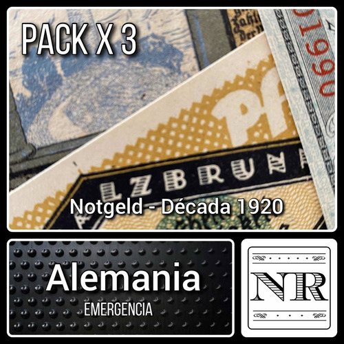 Imagen 1 de 4 de Lote Notgelds Alemanes - Billetes Emergencia X 3 - Pack D